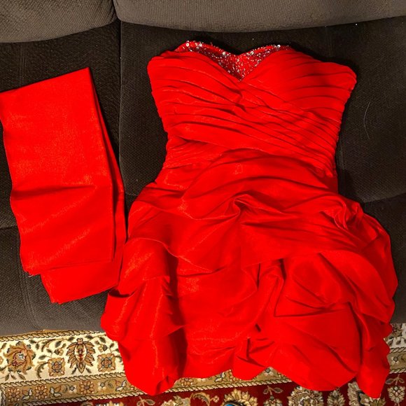 Prom dress short with scarf. size small - Picture 1 of 4